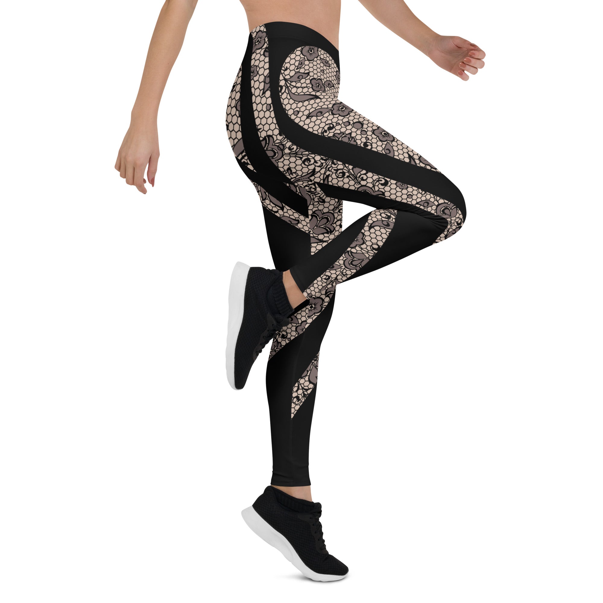 Floral Mesh Print Mid-Waist Leggings